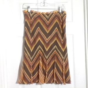 silk skirt Chevron Earth Tones Alfani Lined